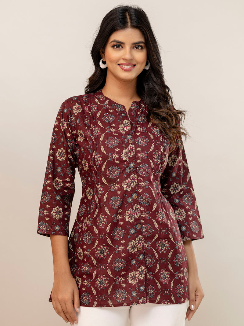 Elegant Mandarin Collar Printed Tunic – Stylish & Comfortable, Sizes