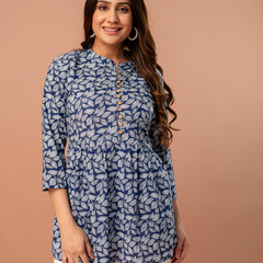 Top – Mandarin Collar, 3/4 Sleeves, Flattering Fit (Sizes S–XXL)
