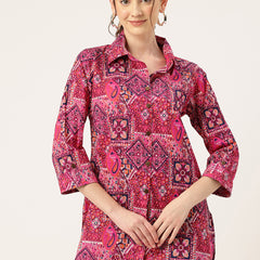 Versatile Collared top with 3/4 Sleeves for Women – Elegant & Casual