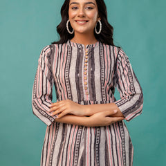 Tunic – Mandarin Collar, 3/4 Sleeves, Flattering Fit (Sizes S–XXL)