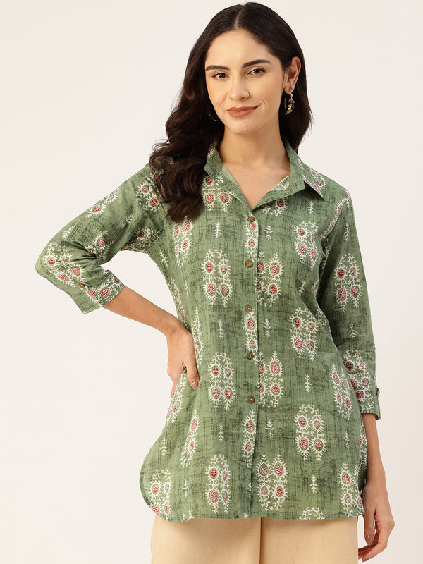Versatile Collared Shirt with 3/4 Sleeves for Women – Elegant & Casual