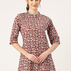 Printed Mandarin Collar top – Casual & Chic