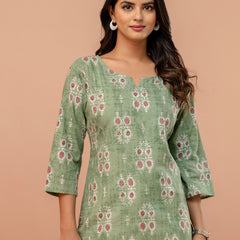 Elegant Printed Short Kurti – Soft Cotton, Everyday Style, Sizes S–XXL.
