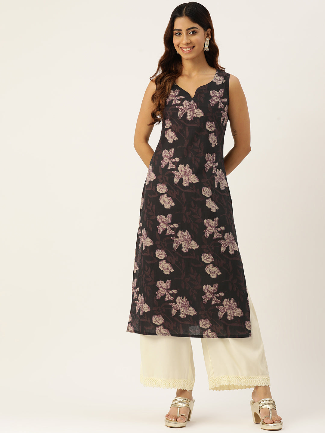 V-Neck Long Kurti FRKT6351