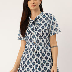 Elegant Bow Collar Cotton Shirt for Women - Stylish & Comfortable