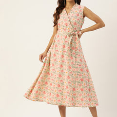 Floral Wrap Angrakha Dress – Lightweight Sleeveless Cotton Perfection