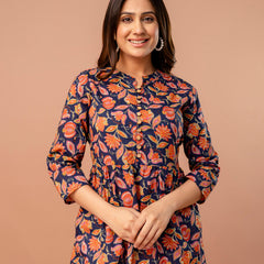 Top – Mandarin Collar, 3/4 Sleeves, Flattering Fit (Sizes S–XXL)