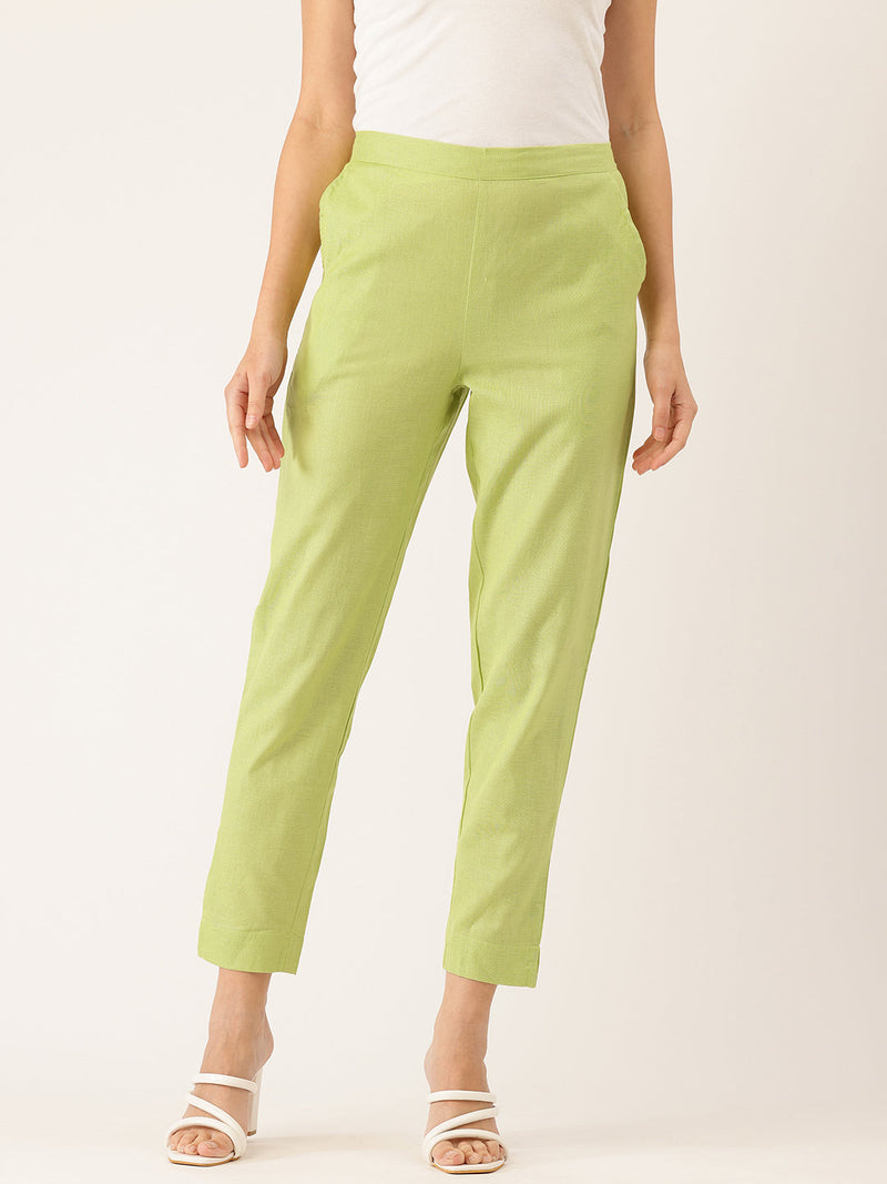 Cotton Pants - Double Pockets, Adjustable Waist, and Ankle-Length Fit