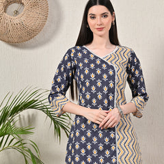 Graceful Wrap-Style Angrakha Cotton Kurti for Everyday Wear