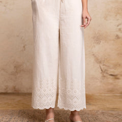Women’s Cotton Embroidered Wide-Leg Palazzos | Soft, Breathable & Elegant