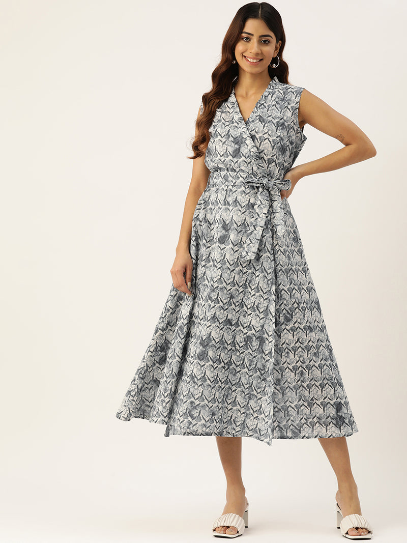 Floral Wrap Angrakha Dress – Lightweight Sleeveless Cotton Perfection