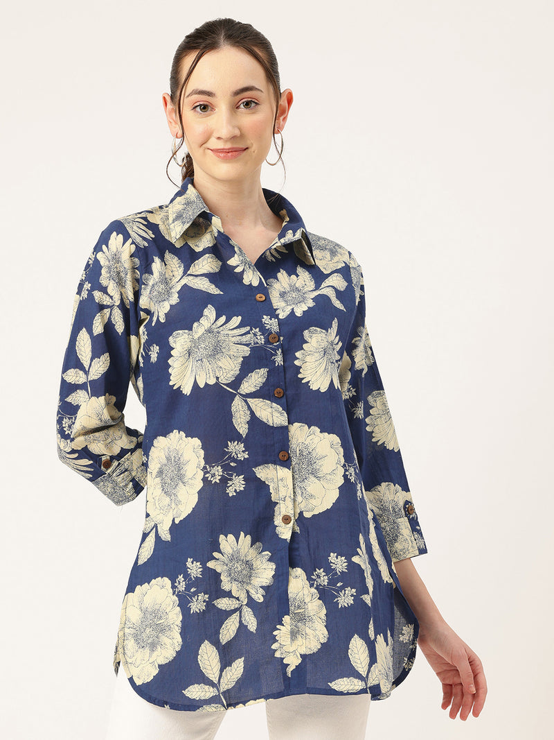 Versatile Collared Shirt with 3/4 Sleeves for Women – Elegant & Casual
