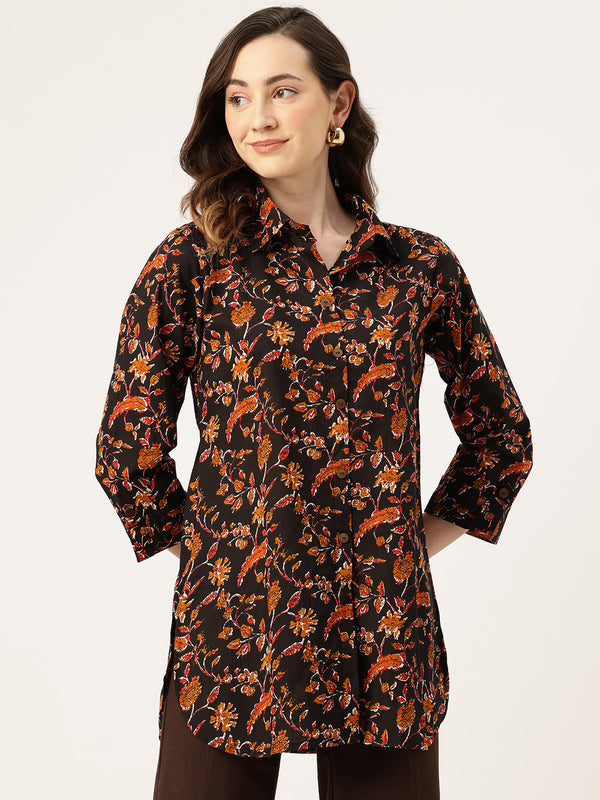 Versatile Collared top with 3/4 Sleeves for Women – Elegant & Casual