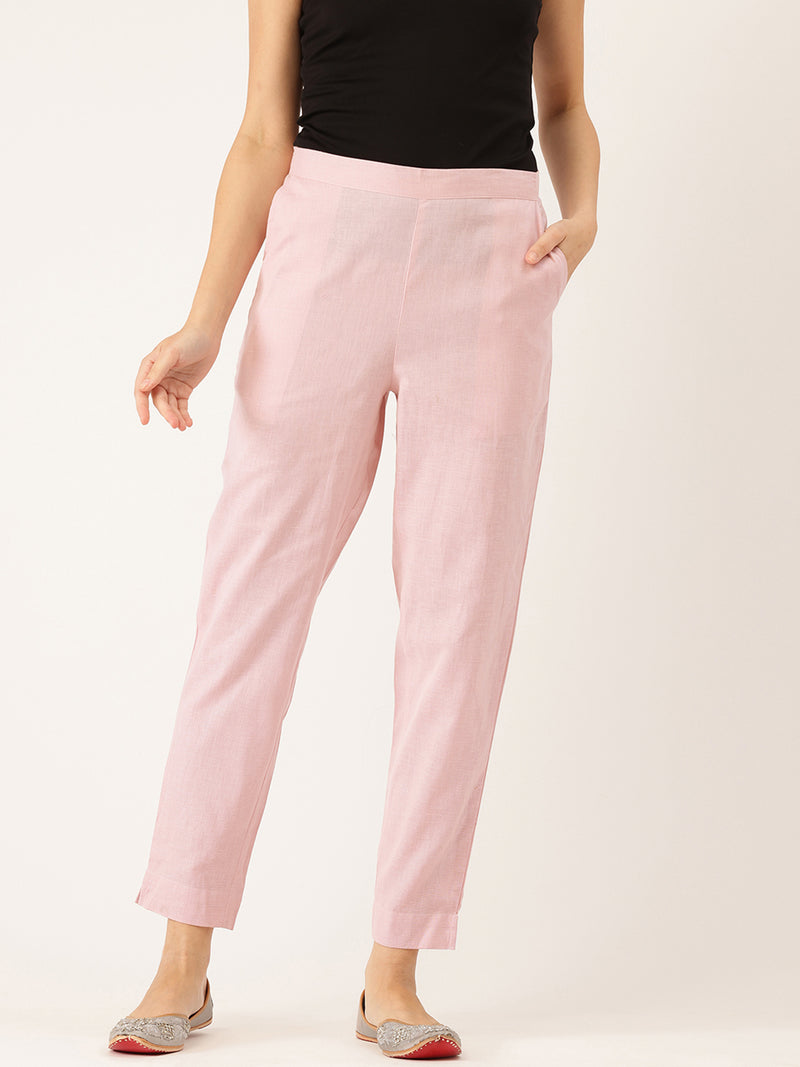 Cotton Pants - Double Pockets, Adjustable Waist, and Ankle-Length Fit