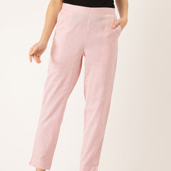 Cotton Pants - Double Pockets, Adjustable Waist, and Ankle-Length Fit