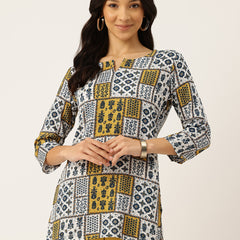 3/4 Sleeve Round Neck Vcut top White3 Colour