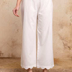 Classic Cotton Palazzos with Unique Curved Hem Design
