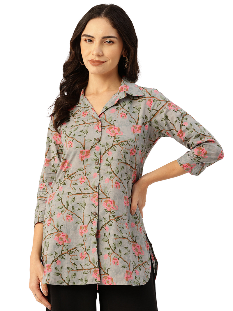 Versatile Collared Shirt with 3/4 Sleeves for Women – Elegant & Casual