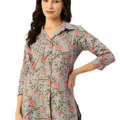 Versatile Collared Shirt with 3/4 Sleeves for Women – Elegant & Casual