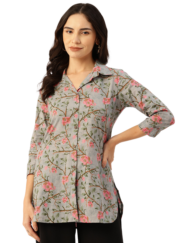 Versatile Collared Shirt with 3/4 Sleeves for Women – Elegant & Casual