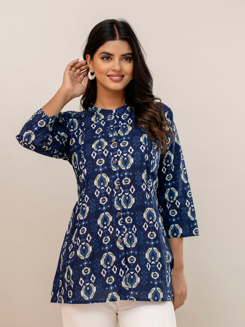Elegant Mandarin Collar Printed Tunic – Stylish & Comfortable, Sizes