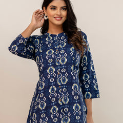 Elegant Mandarin Collar Printed Tunic – Stylish & Comfortable, Sizes