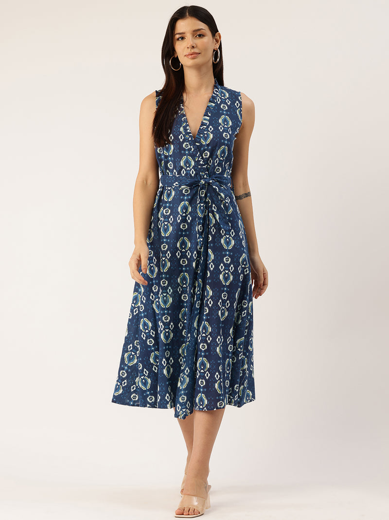 Floral Wrap Angrakha Dress – Lightweight Sleeveless Cotton Perfection