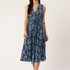 Floral Wrap Angrakha Dress – Lightweight Sleeveless Cotton Perfection