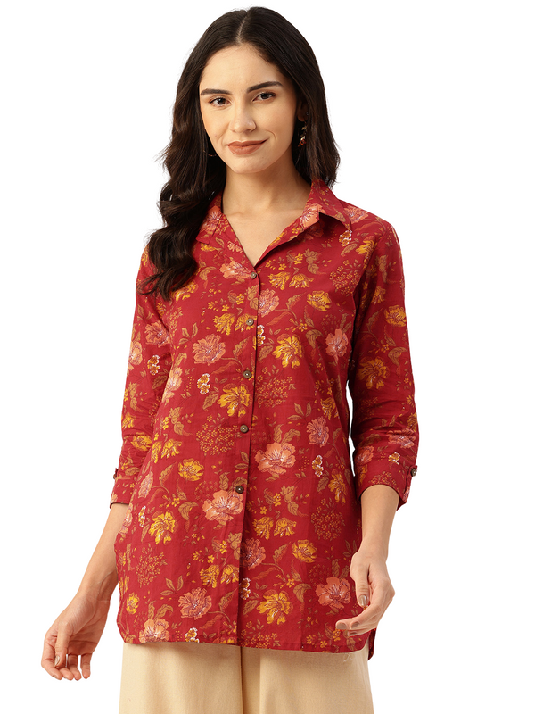 Versatile Collared Shirt with 3/4 Sleeves for Women – Elegant & Casual