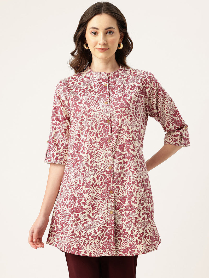 Printed Mandarin Collar top – Casual & Chic