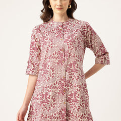 Printed Mandarin Collar top – Casual & Chic