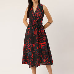 Floral Wrap Angrakha Dress – Lightweight Sleeveless Cotton Perfection
