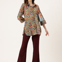 Versatile Collared Shirt with 3/4 Sleeves for Women – Elegant & Casual