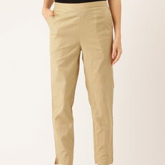 Cotton Pants - Double Pockets, Adjustable Waist, and Ankle-Length Fit