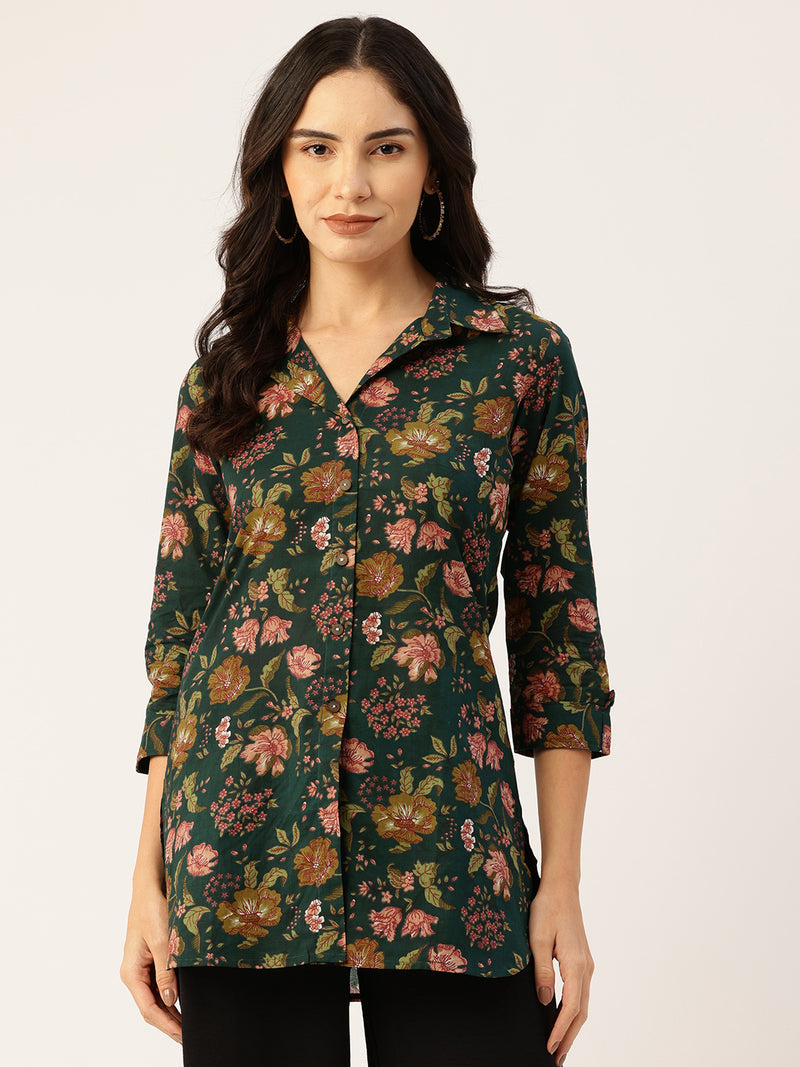 Versatile Collared Shirt with 3/4 Sleeves for Women – Elegant & Casual