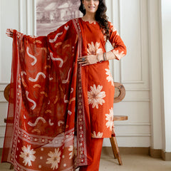 Printed Cotton Kurta Set with Ankle-Length Pants and Graceful Dupatta