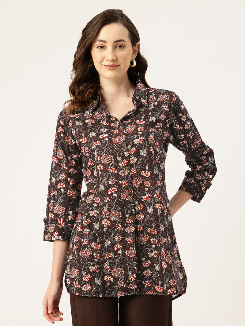 Versatile Collared Shirt with 3/4 Sleeves for Women – Elegant & Casual