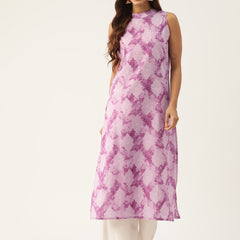 Women’s Pure Cotton Angrakha Kurti with Floral Print | 3/4 Sleeves | Adjustable Side Tie | Sizes S–XXL