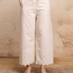 Women’s Cotton Embroidered Wide-Leg Palazzos | Soft, Breathable & Elegant
