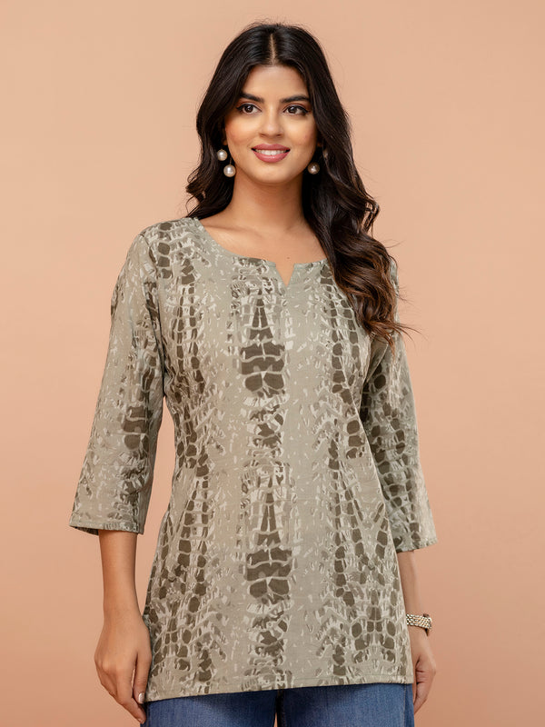 Elegant Printed Short Kurti – Soft Cotton, Everyday Style, Sizes S–XXL.