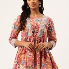 Princess Cut Top for Women - 3/4 Sleeves with Front Drawstrings