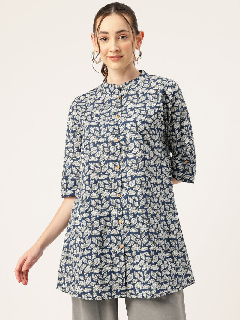 Printed Mandarin Collar top – Casual & Chic