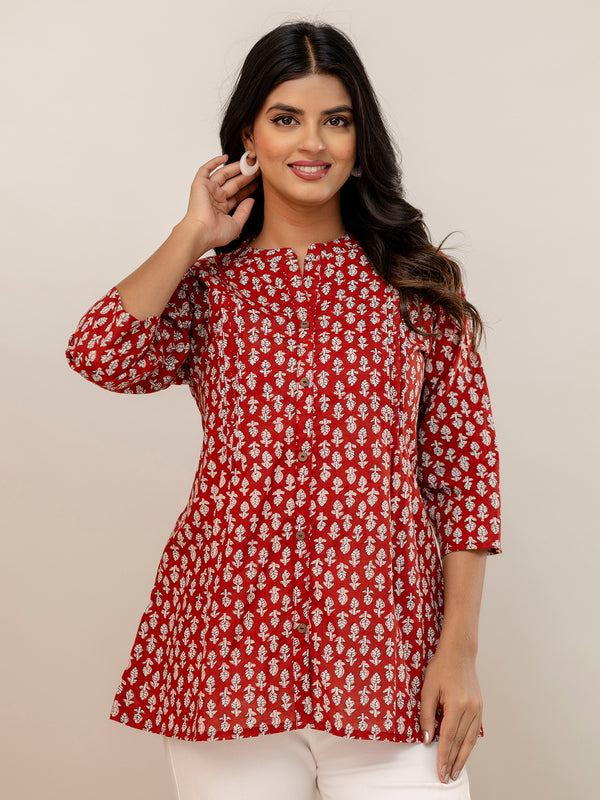 Elegant Mandarin Collar Printed Tunic – Stylish & Comfortable, Sizes