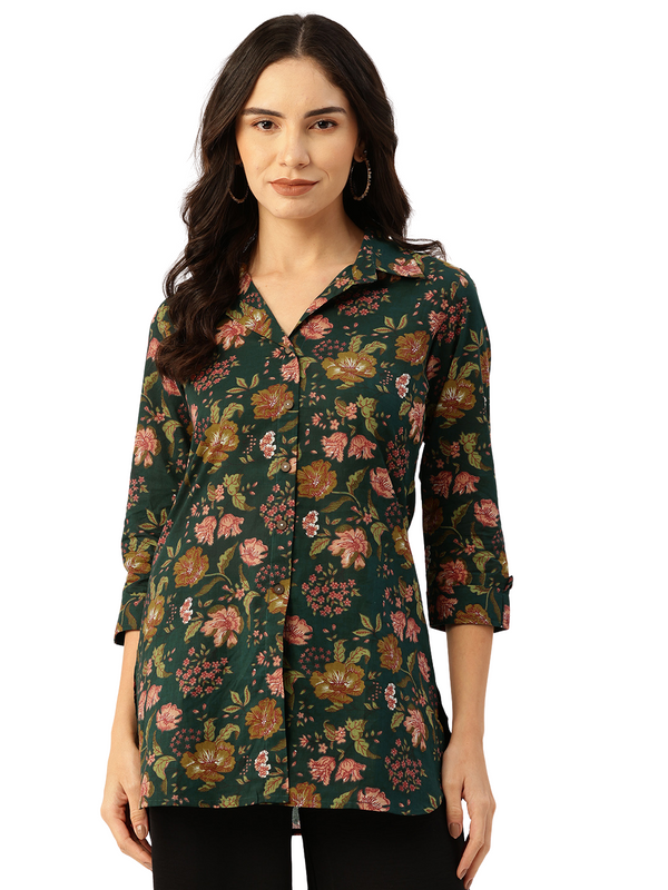 Versatile Collared Shirt with 3/4 Sleeves for Women – Elegant & Casual