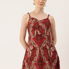 Women’s Floral Print Rayon Flared Dress | Soft & Lightweight | Casual Fit | Sizes XS–XXL