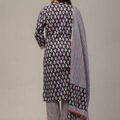 Cotton Printed Black Kurta Set with Dupatta