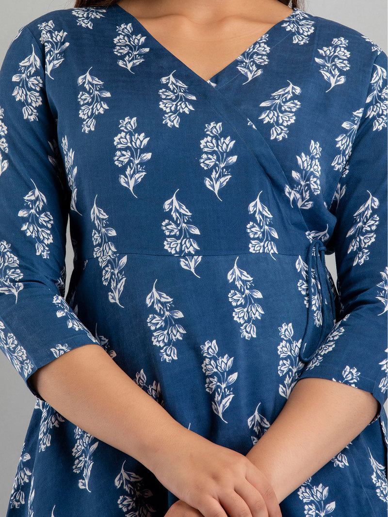 Cotton Printed Dark Blue Short Tunic