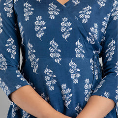 Cotton Printed Dark Blue Short Tunic