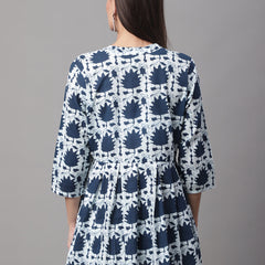 Women Flared White Designer Short Kurti