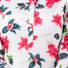 Women Printed White Straight Fit Short Tunic